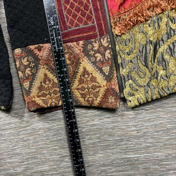 Aline Jacket Womens Medium Multicolor Patchwork Floral Fringe Zip Boho - Picture 5 of 5